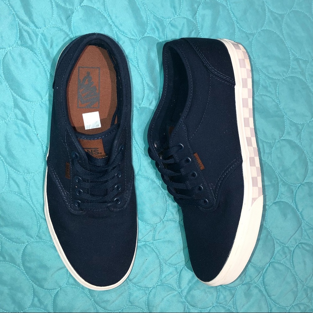 Vans ~ navy blue with checkered soles